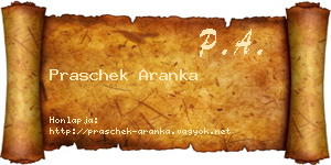Praschek Aranka névjegykártya
